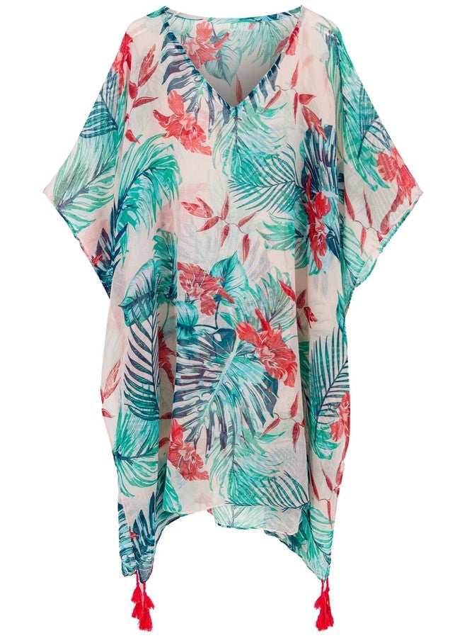 Moss Rose Women's Beach Cover up Swimsuit Kimono Cardigan with Bohemian Floral Print - Image 2